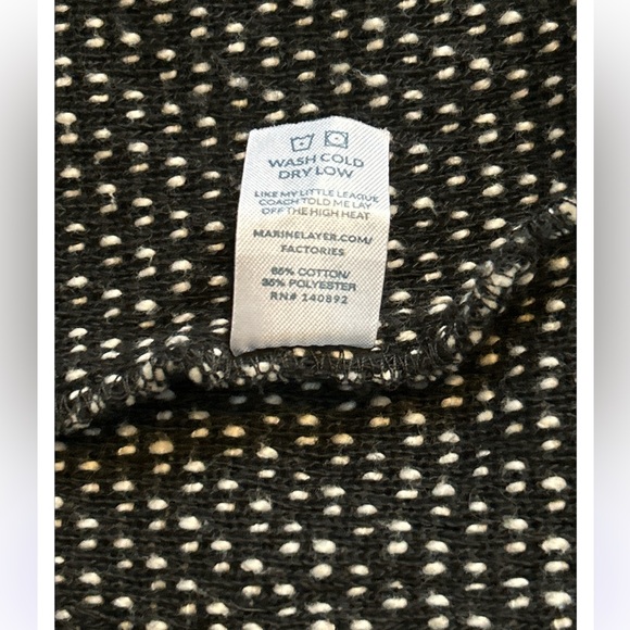 MARINE LAYER Birdseye Cardigan in Black/White Contrast. Size Small - Picture 4 of 8